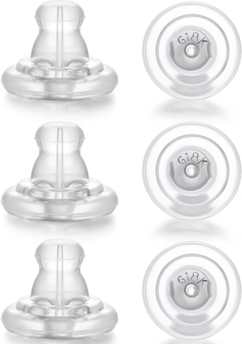 Moconar Earring Backs, Silver Silicone Earring Backs Replacements for Studs/Droopy Ears, Hypoallergenice Secure No-Irritate Earring Backs for Adults (White) - Image 1